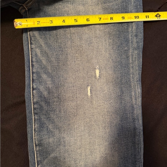 Risen jeans  high rise dark wash Straight Leg Jeans long 33” frayed hem - Picture 10 of 15